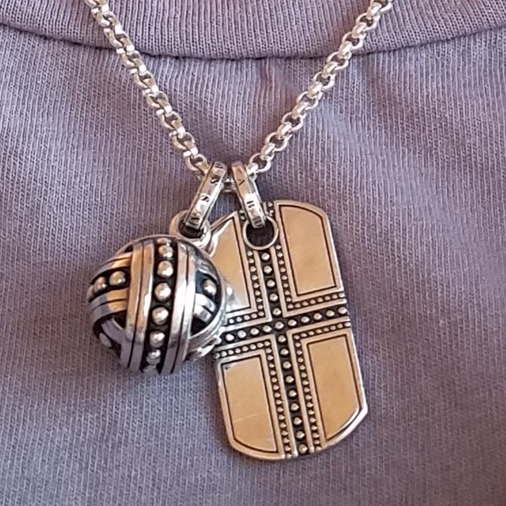 Authentic Thomas Sabo Sterling Dog Tag necklace and pendant (2 charms)